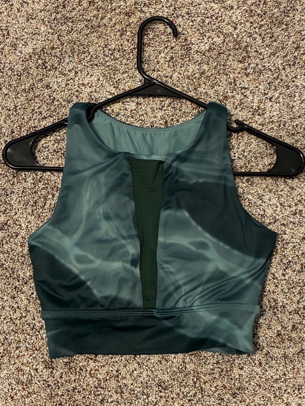 BuffBunny Collection Marbled Green / Secret Garden high-neck mesh crop